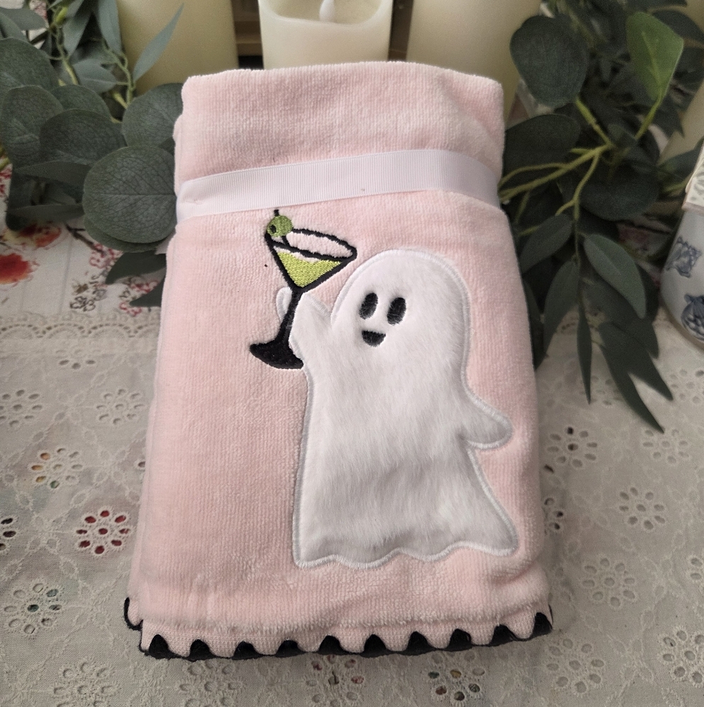 Spooky Pink Ghost Hand Towel Set Of Two